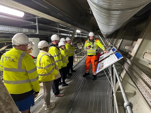 Group on tour inside the deck of the Queensferry Crossing